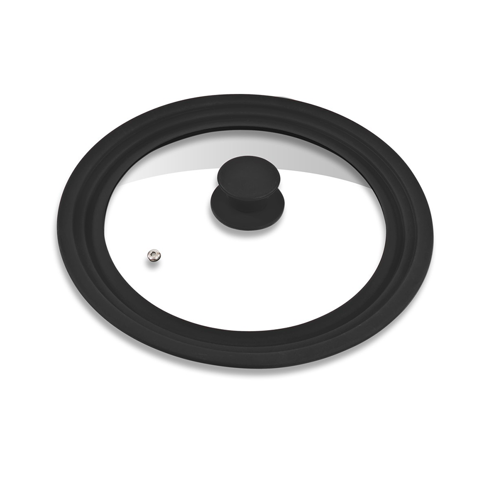 Steuber Universal-Glasdeckel mit Silikonrand, Ø 24 - 28 cm - schwarz