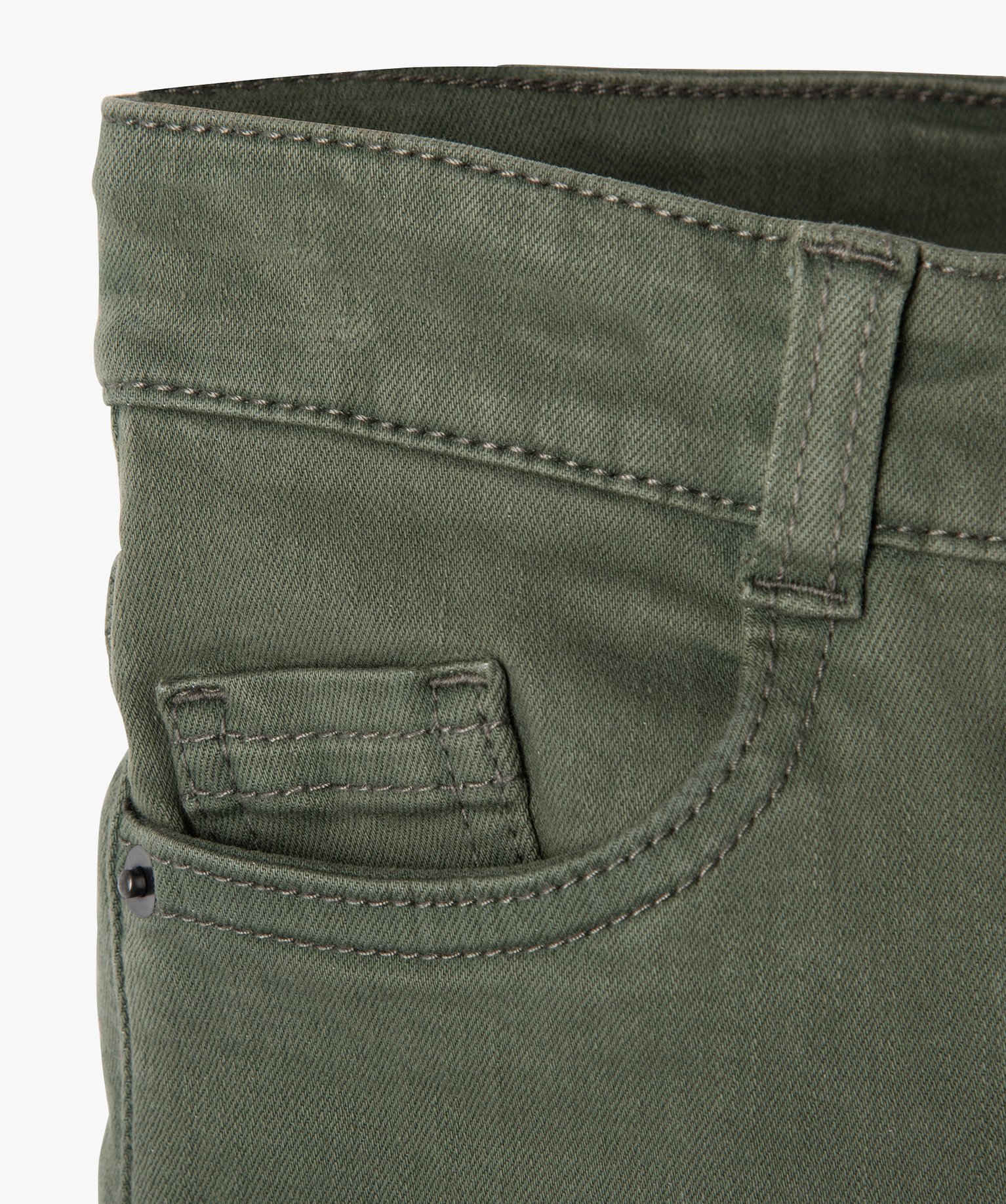 Pantalon uni extensible coupe Slim Garçon kaki | GEMO