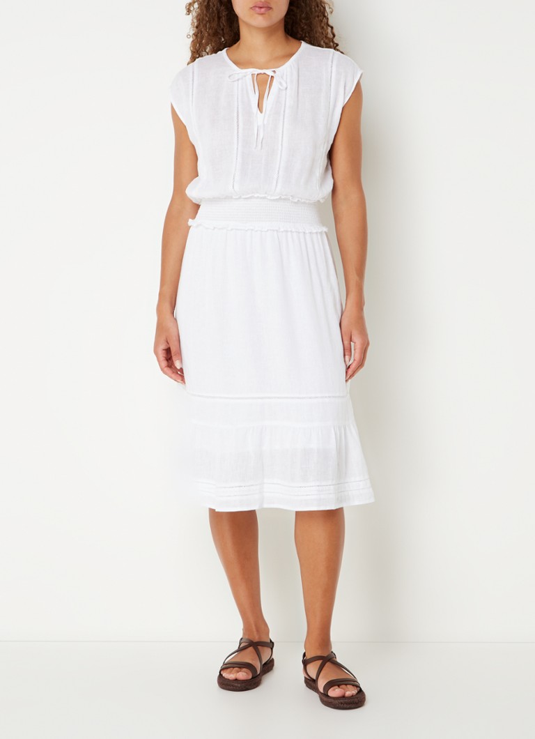 Vestido túnica midi de mezcla de lino Rails Ashlyn con cuello de lazo