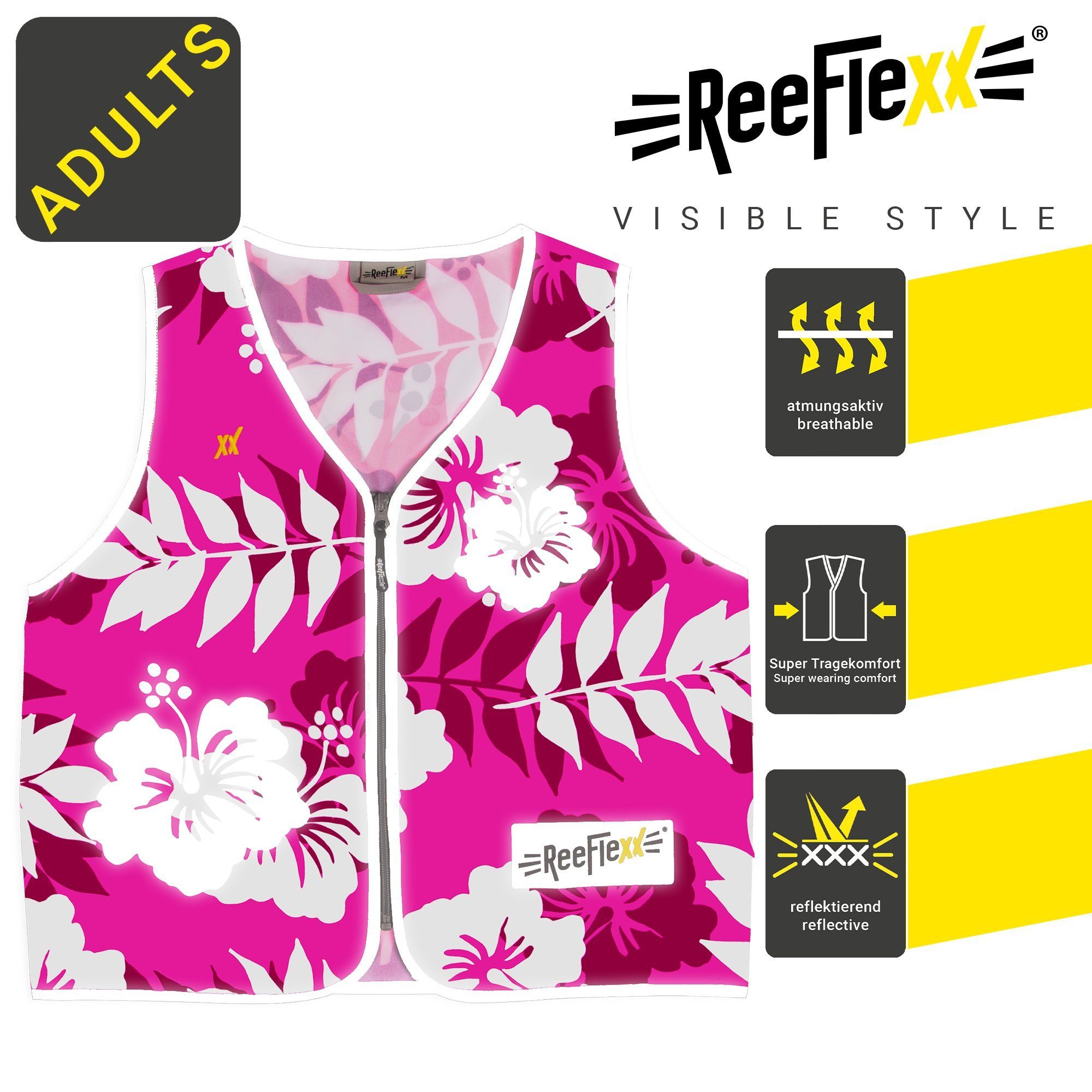 ReeFlexx Warnweste Pink Hibiscus - Damenwarnweste