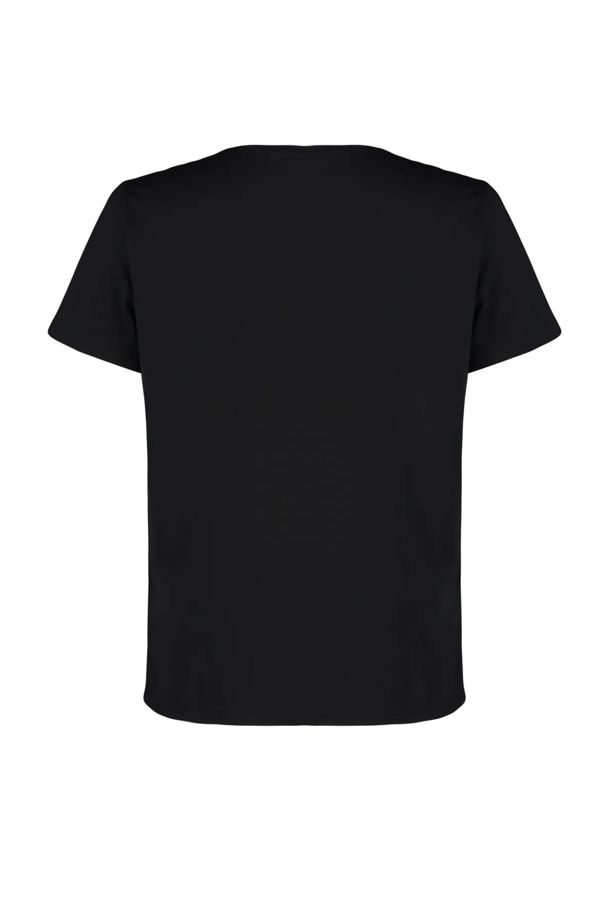 Trendyol Curve  Schwarzes Boyfriend-Strick-T-Shirt mit Stickerei und detaillierten Details TBBSS24BF00029