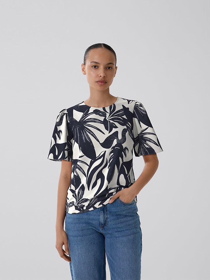 Vila Bluse in Dunkelblau/ Creme günstig kaufen