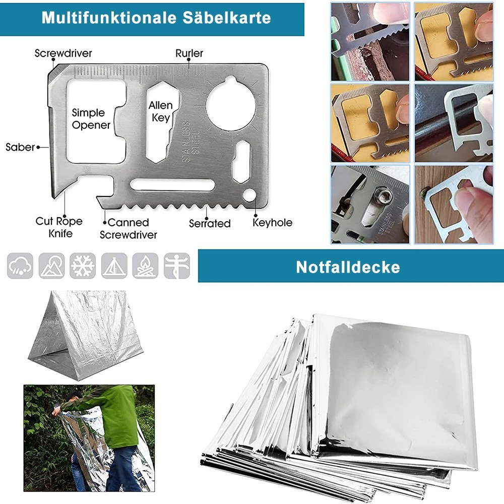 MDHAND Multitool Professionelles Outdoor Survival Ausrüstung, (Set, 13 St), für Camping Abenteuer