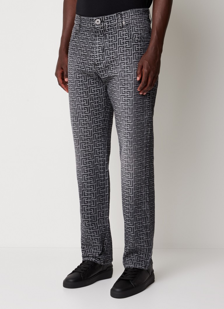 Balmainin suorat farkut, joissa on jacquard-logokuvio