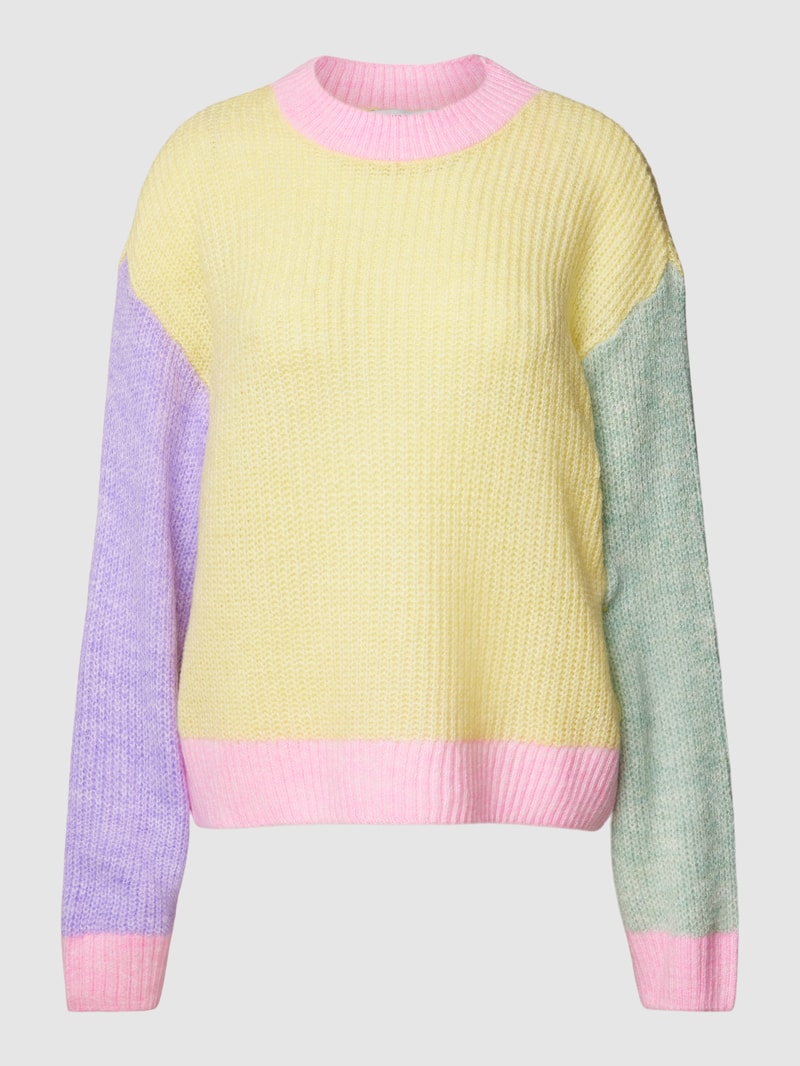 Strickpullover im Colour-Blocking-Design Modell 'MANNA' in hellgelb
