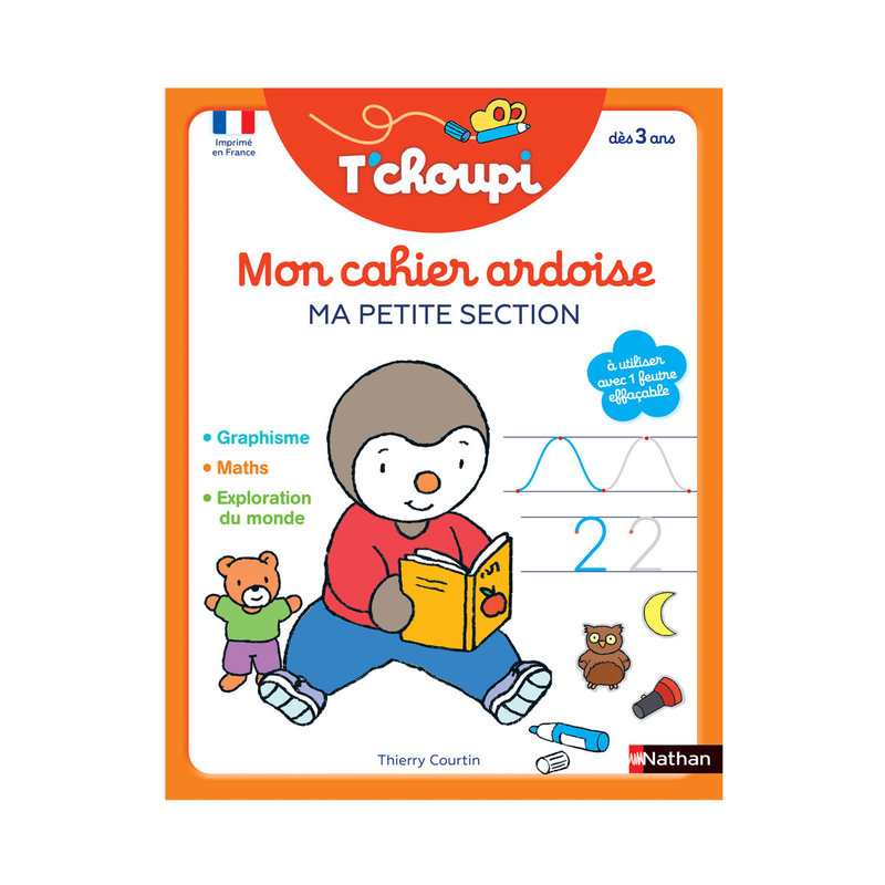 Livre T'choupi Mon cahier ardoise PS - Nathan Jeunesse