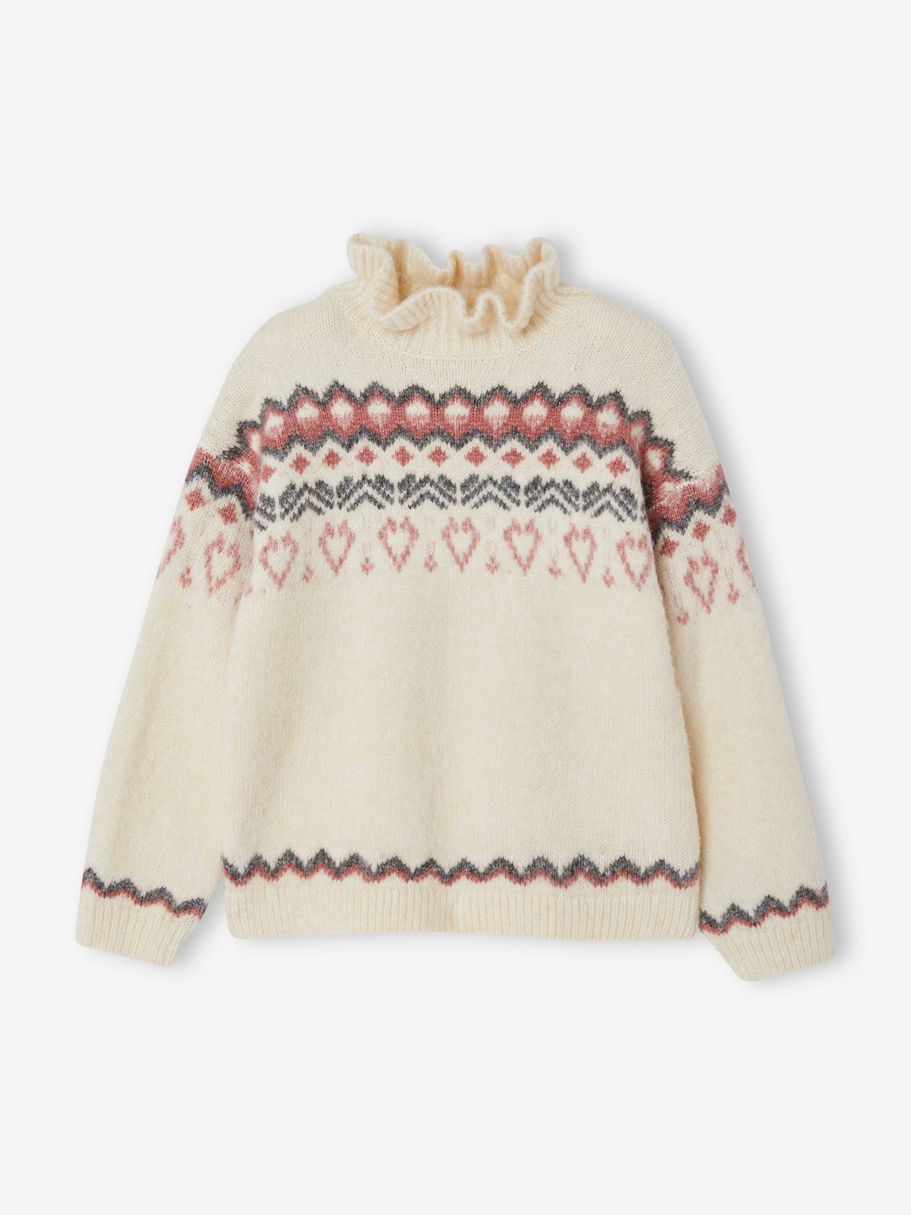 Vertbaudet Mädchen Jacquard-Pullover - beige meliert