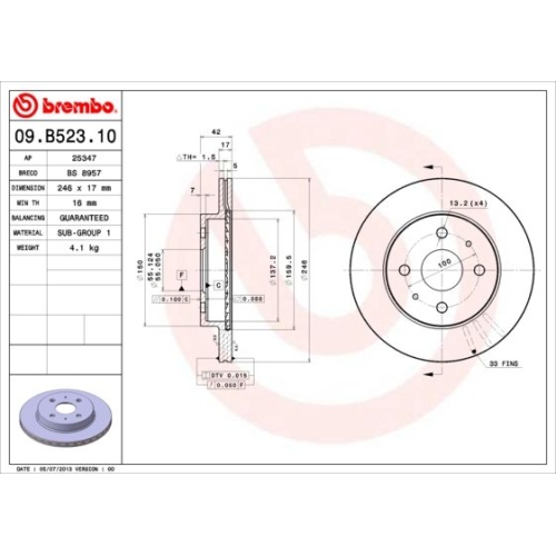 09.B523.10 BREMSSCHEIBE BREMBO VA  VP2 - ATU