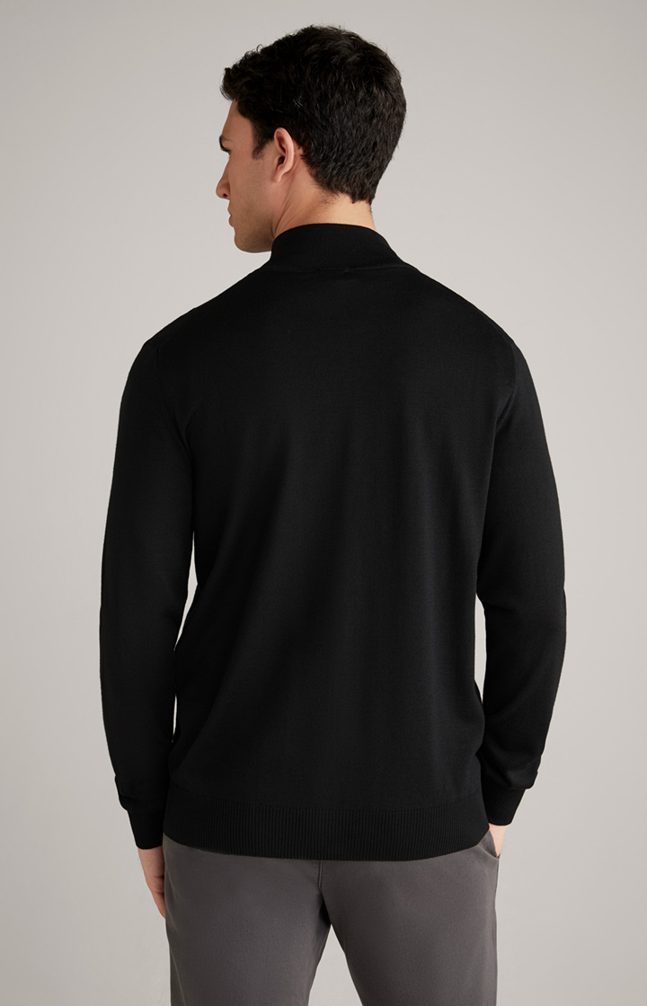 Merinwoll-Strickjacke Davis in Schwarz