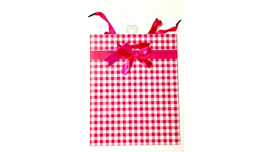 Geschenktüte KARO PINK WEISS 25x20x10cm
