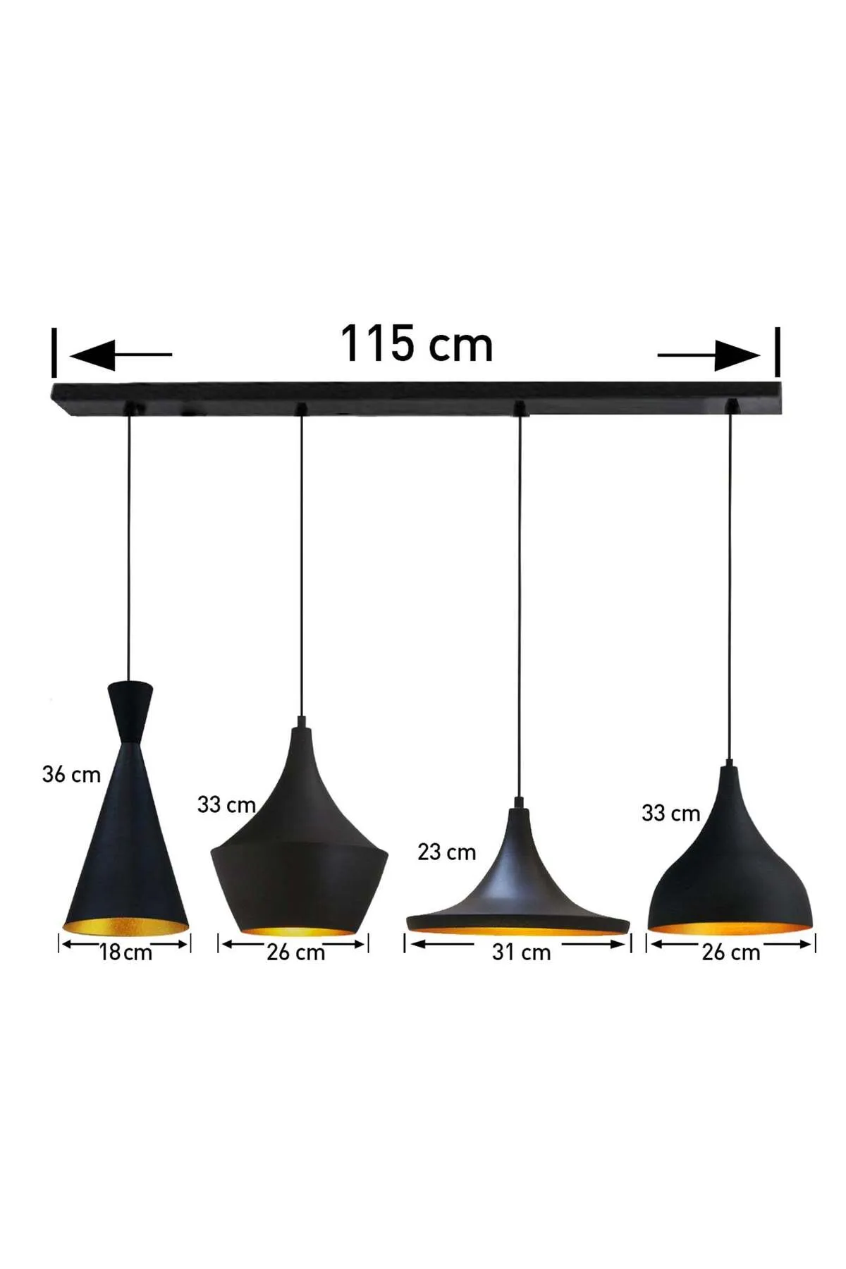 Bamyum  Esstischlampe Hängend 4 Flammig Pendelleuchte Set aus 2-3-4 Pendellampen Hängelampe Pendelleuchte