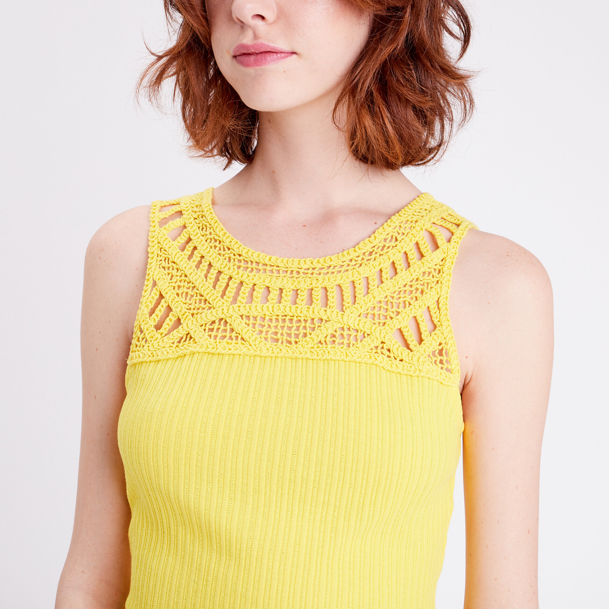 Débardeur détails crochet jaune fluo femme | Cache Cache