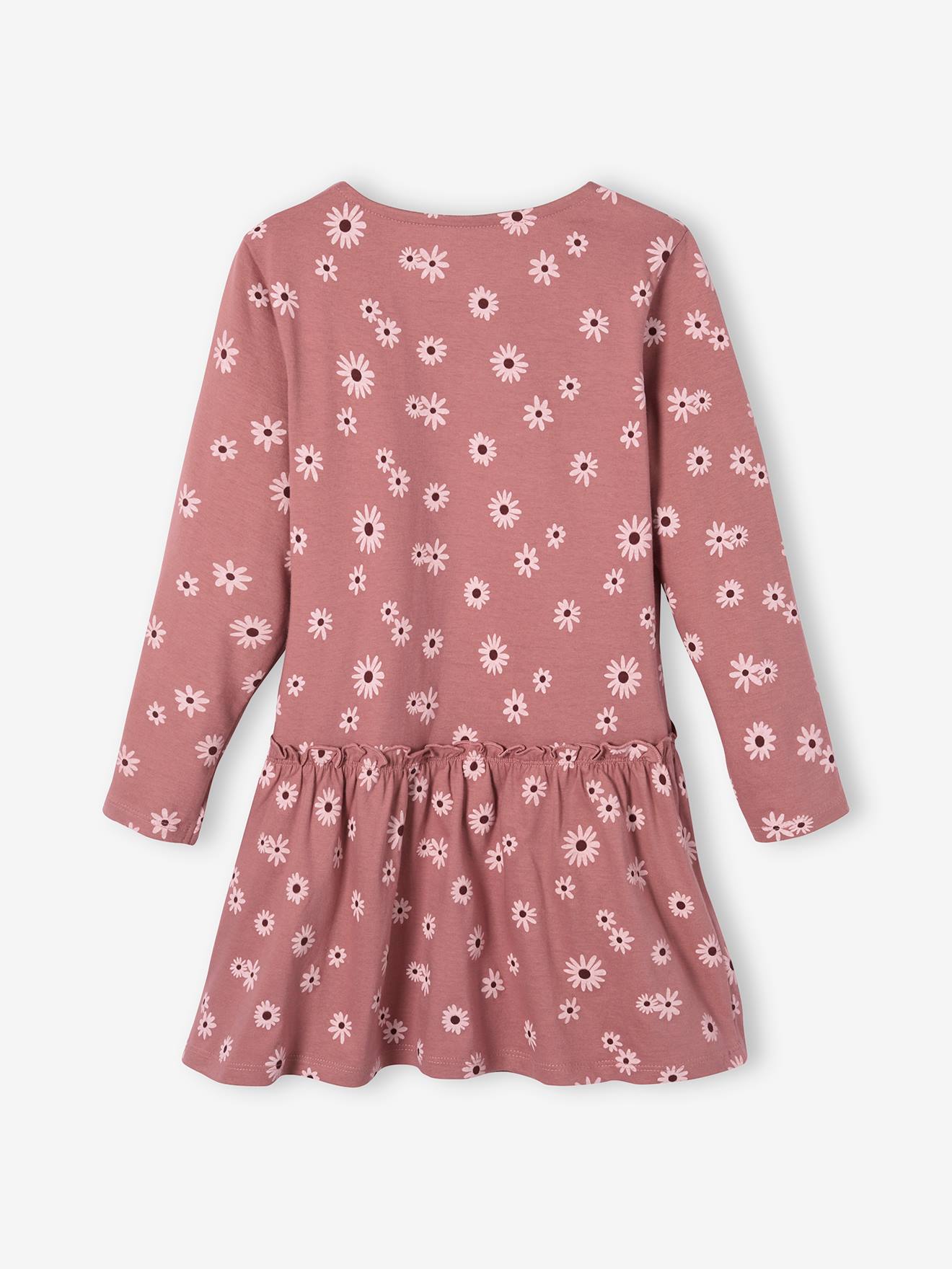 Robe Basics imprimée fille manches longues rose imprimé