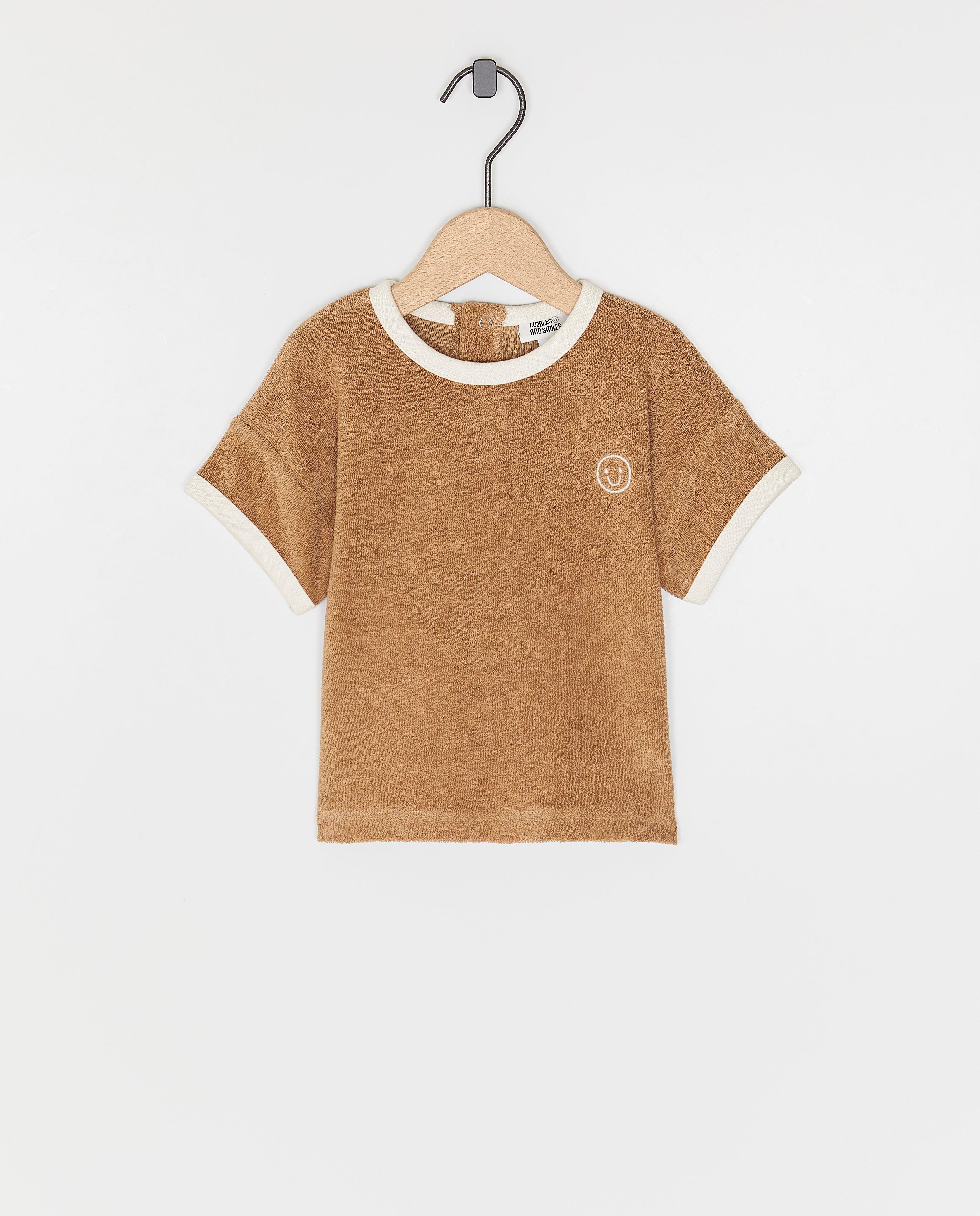 Tricou din țesătură terry Cuddles and Smiles maro