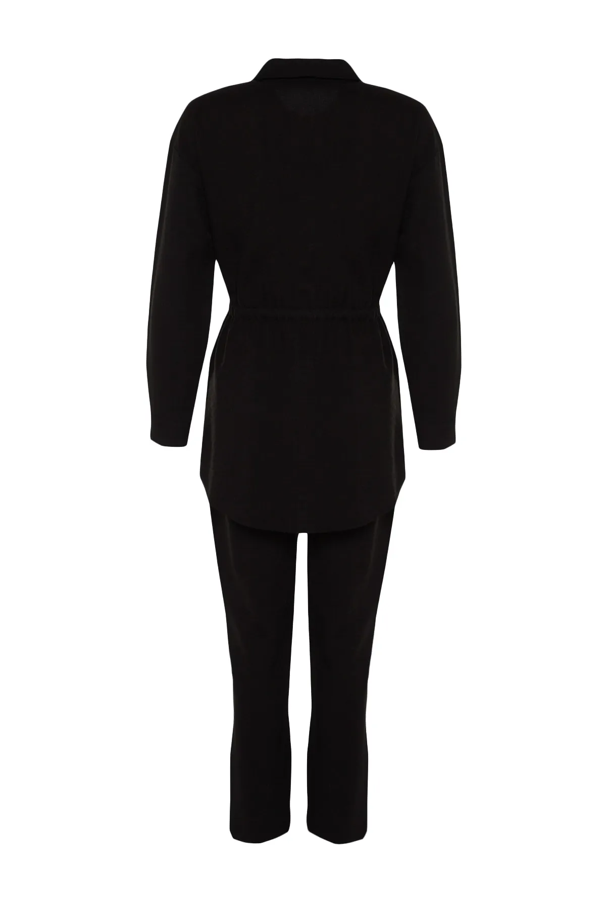 Trendyol Modest  Schwarzes Hemd-Hosen-Set in Leinenoptik mit Gürtel TCTSS23US00017