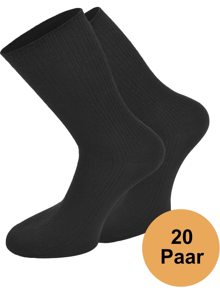 normani 20 Paar Baumwollsocken Unisex in Schwarz günstig kaufen