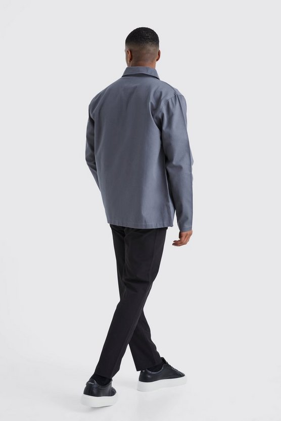 Langärmliges Twill Overshirt mit Reißverschluss