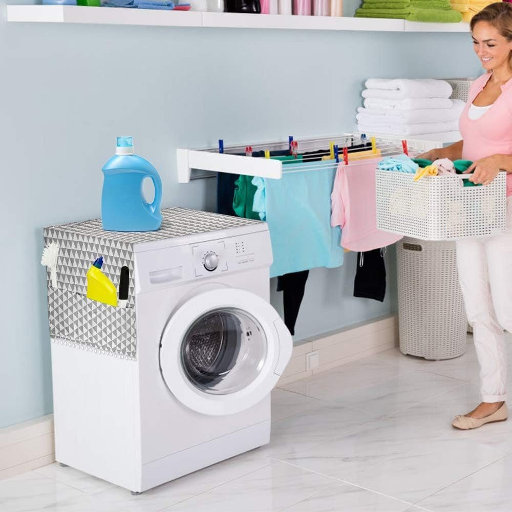 FELIXLEO Wäschespinne-Schutzhülle Waschmschine Abdeckung Staubschutz 55x130cm Grau 2Pcs