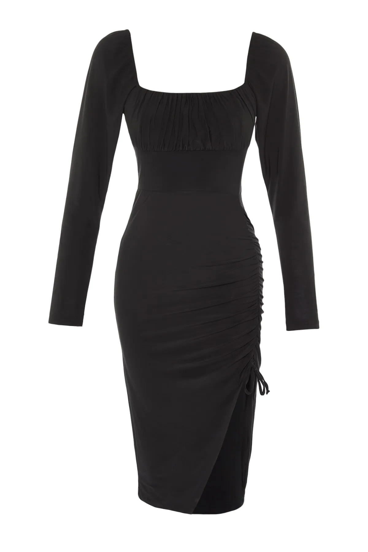 Trendyol Collection  Schwarzes, detailliertes, gestricktes, elegantes Abendkleid TPRAW23EL00236