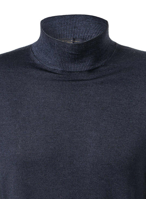 DANIELE FIESOLI, Stehkragenpullover, Merinowolle, nachtblau meliert