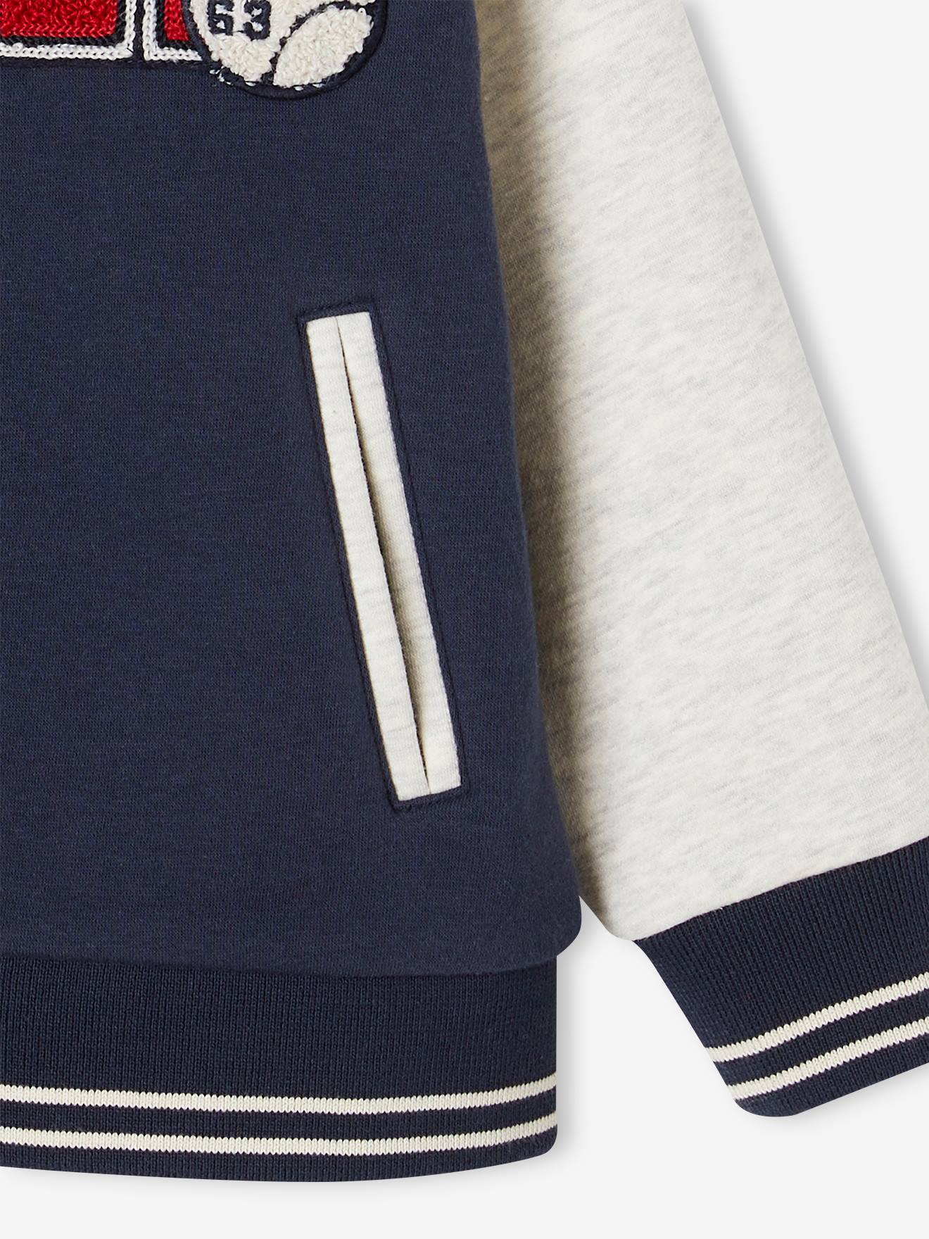 Vertbaudet Jungen College-Sweatjacke mit Aufnäher Oeko-Tex - tannengrün