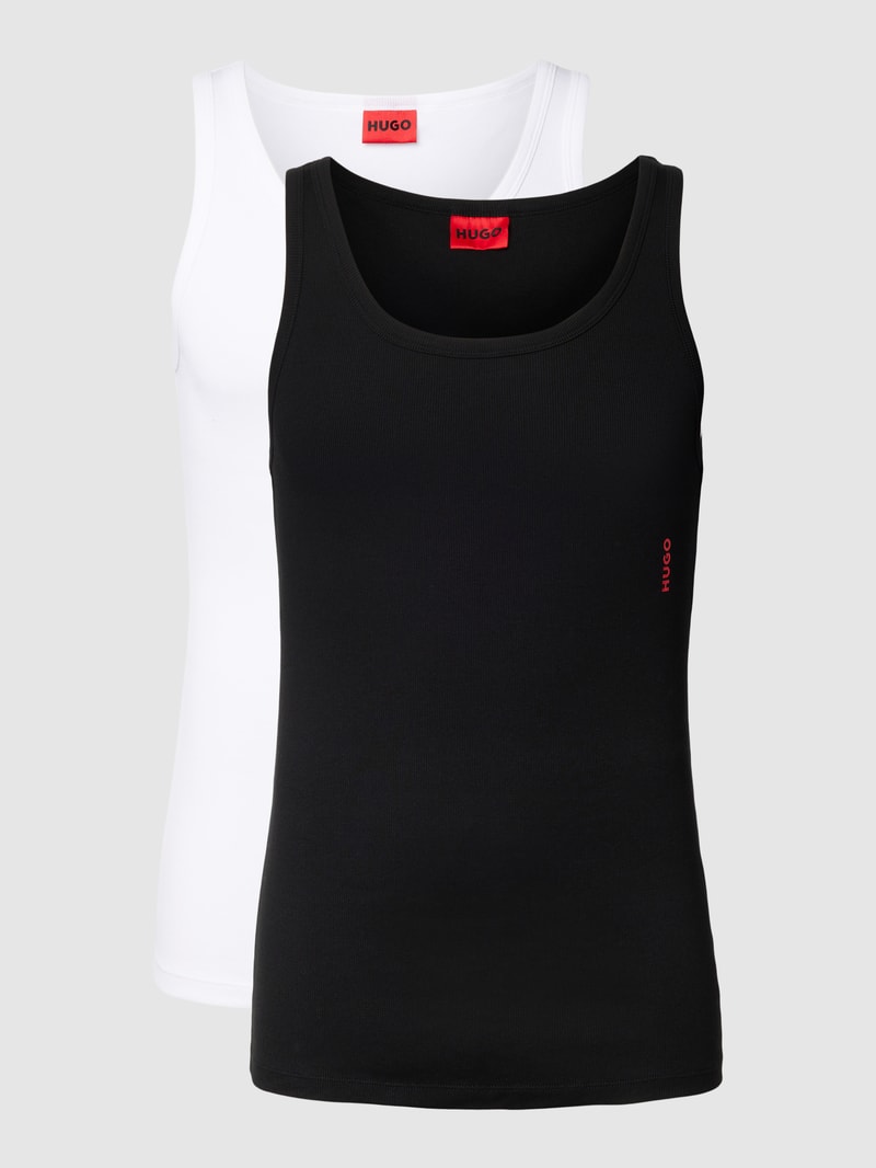 Tanktop mit Label-Print im 2er-Pack in schwarz