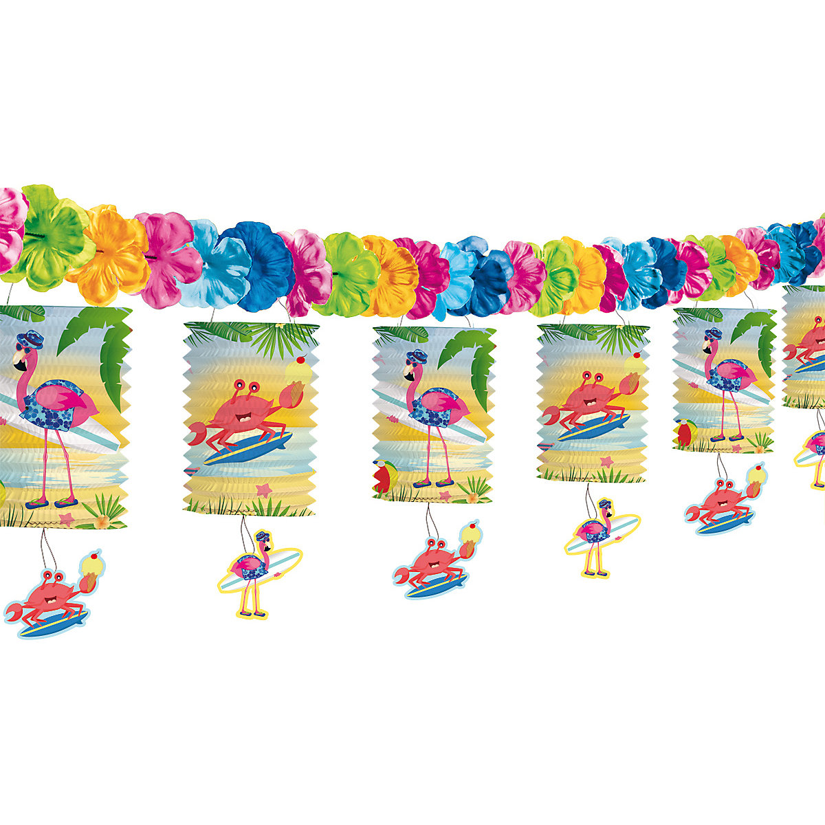 Lampiongirlande Flamingo, 3,6 m