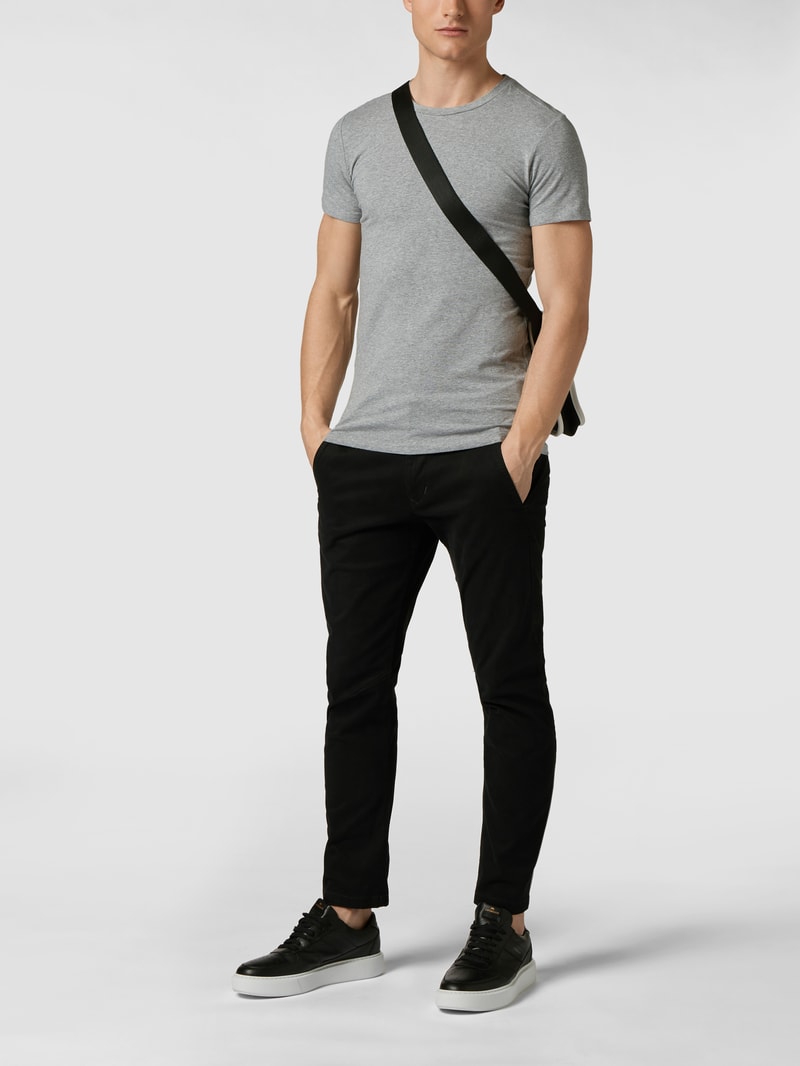 T-Shirt mit Stretch-Anteil im 2er-Pack Modell 'Cadan' in mittelgrau meliert
