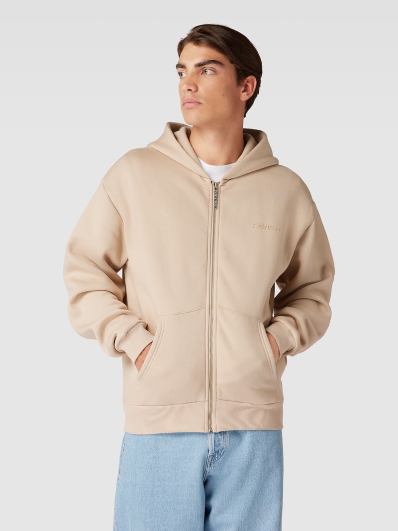 Sweatjacke mit Kapuze in taupe