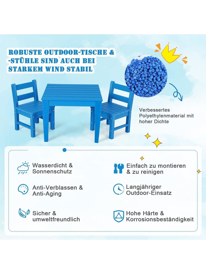 COSTWAY 2er Set Stühlen in Blau günstig kaufen 64 cm