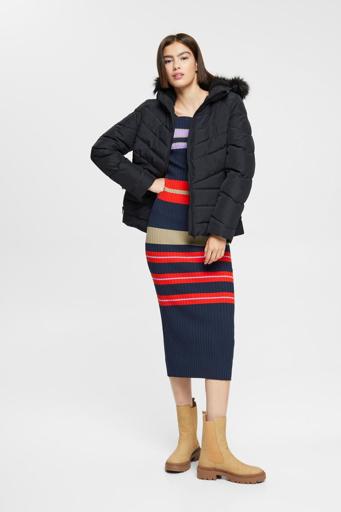 Steppjacke mit Webfellkapuze