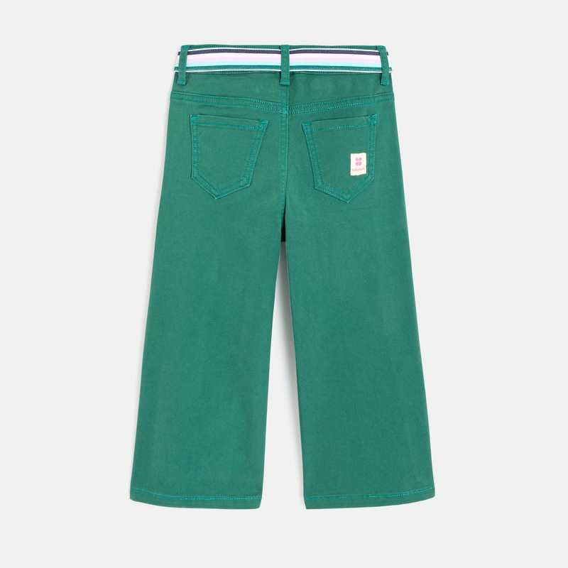Pantalon wide 3/4 fille coton vert anglais Catimini