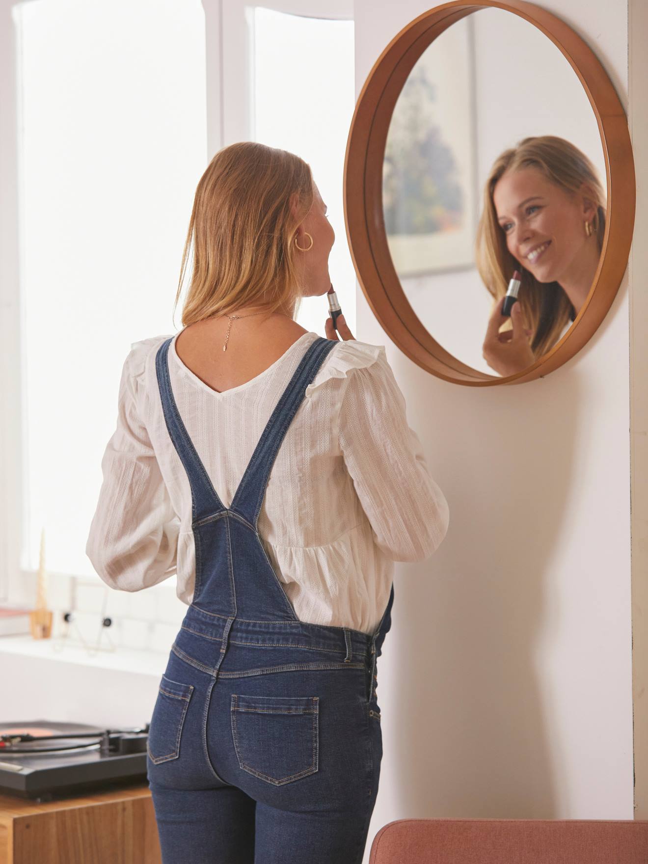 Blouse volantée coton brodé grossesse et allaitement blanc