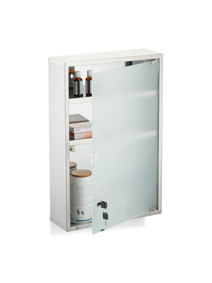 relaxdays Medizinschrank in Silber - (B)38 x (H)58 x (T)13 cm günstig kaufen onesize