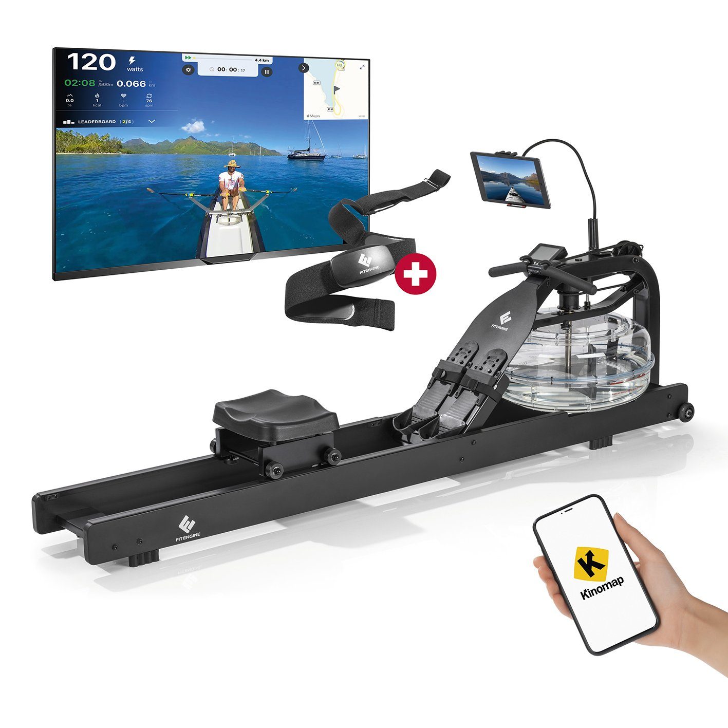 FitEngine Rudergerät Ruderzugmaschine Smart inkl. Bluetooth
