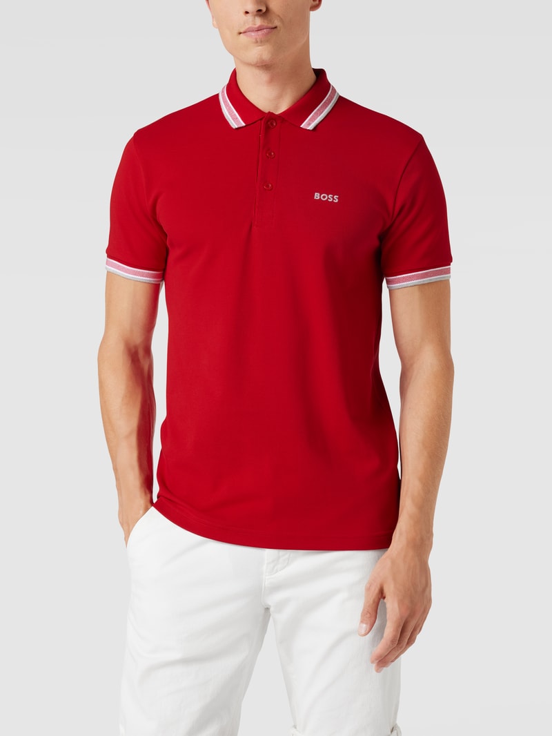 Regular Fit Poloshirt mit Label-Stitching Modell 'Paddy' in dunkelrot