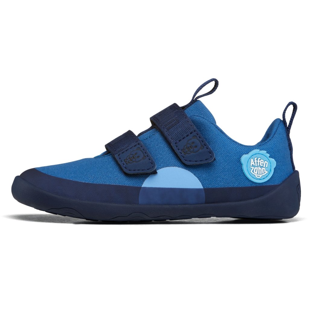 Affenzahn Barfußschuh Baumwolle Lucky Bär Blau Klett