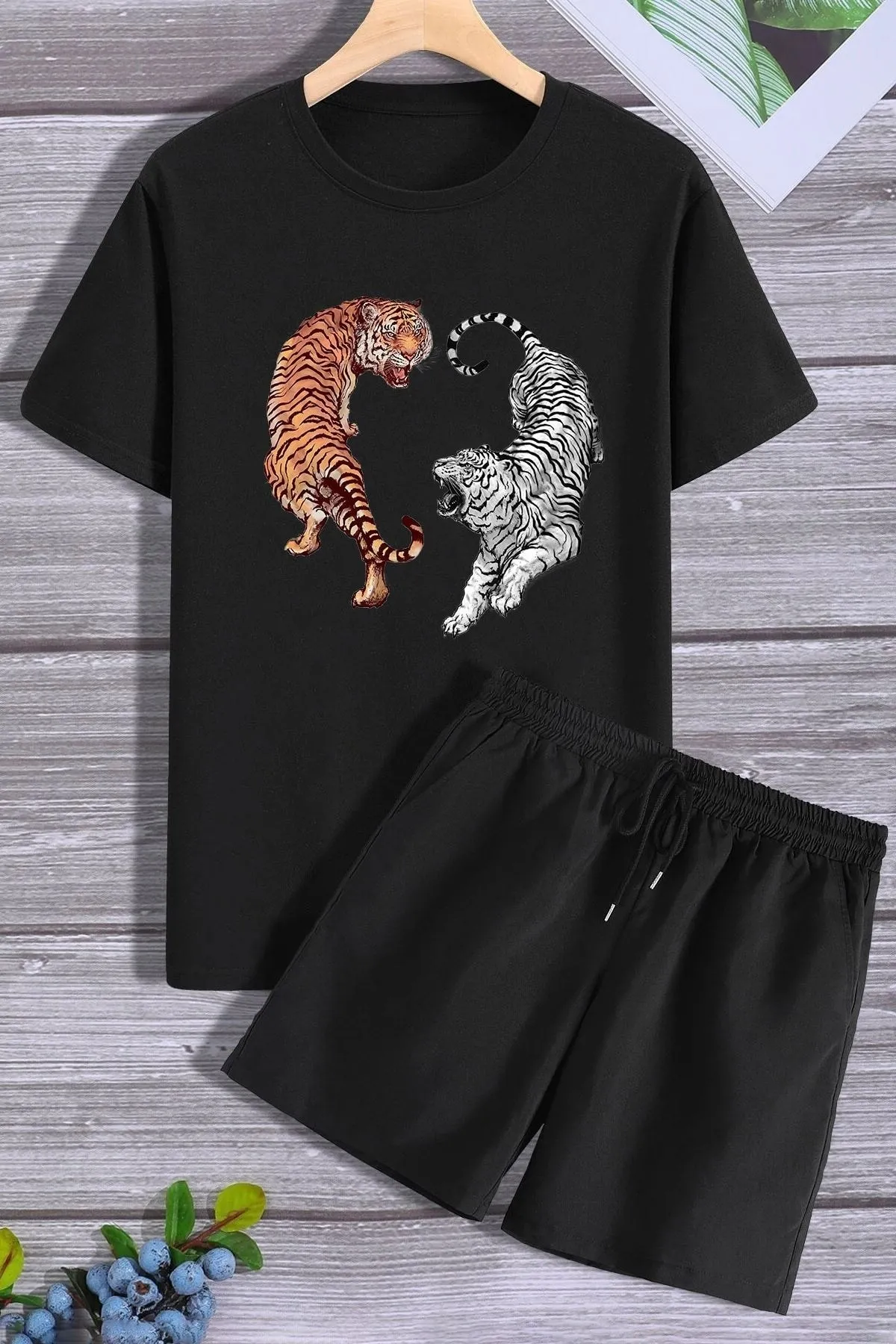 trendypassion  Tiger Shorts T-Shirt-Trainingsanzug-Set