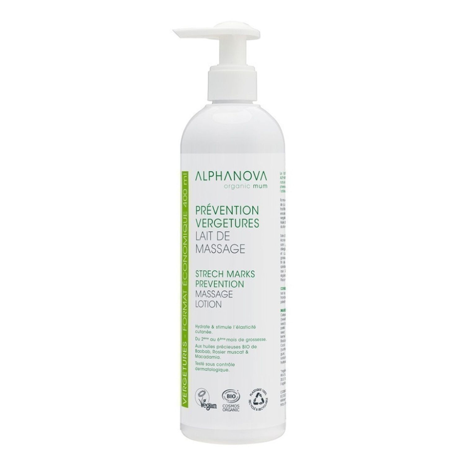 Alphanova Santé Lait Prévention Intense Vergetures 400 ml