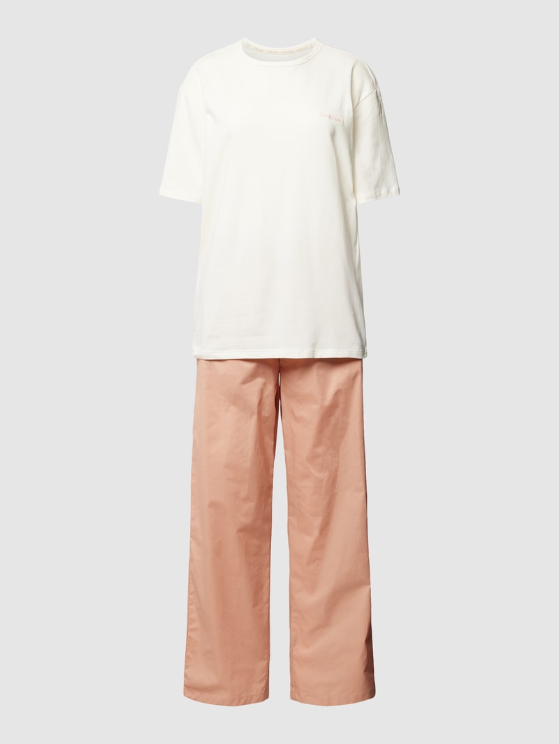 Pyjama mit Label-Stitching in taupe