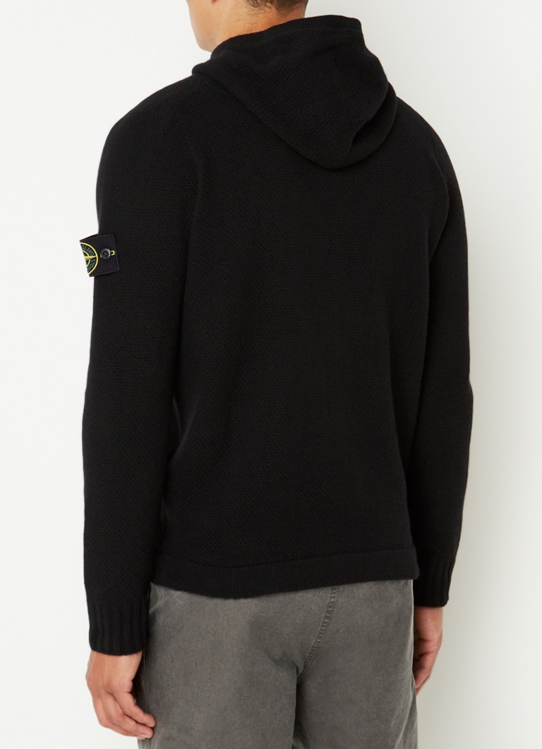 Cardigan cu glugă Stone Island 567A3 din amestec de lână și tricot gros