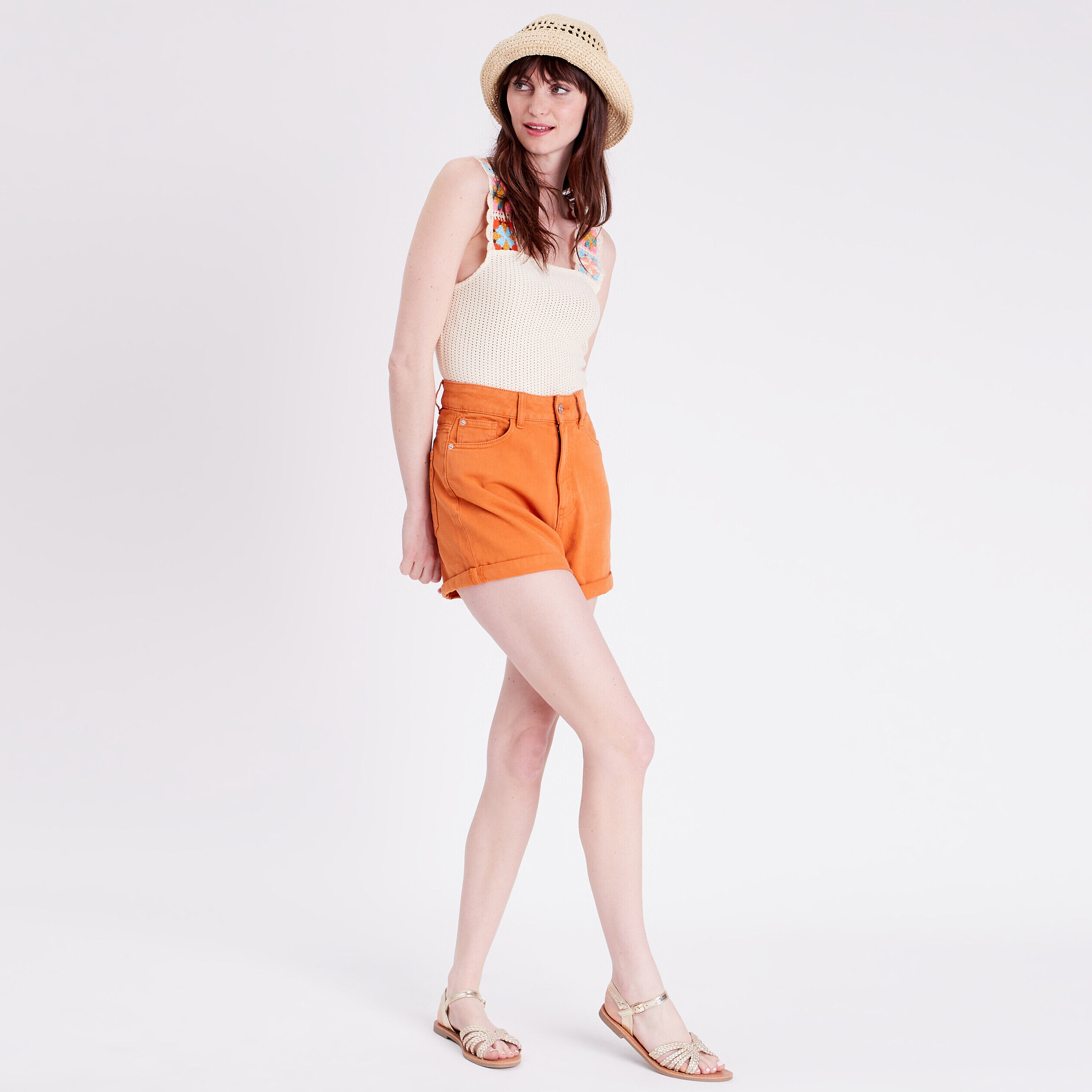Débardeur bretelles en crochet ecru femme | Cache Cache