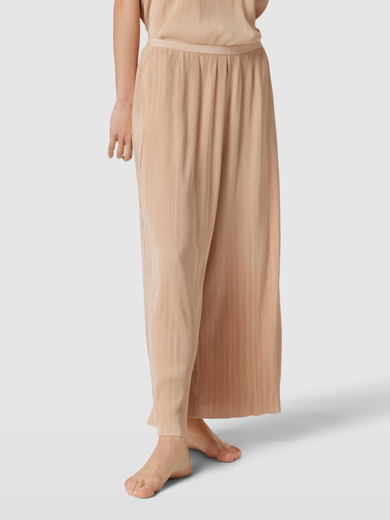 Pyjama-Hose mit Plisseefalten in taupe