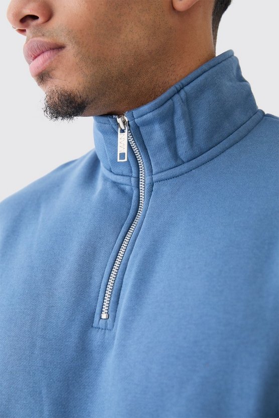 Kastiger Oversize Sweatshirt-Trainingsanzug mit 1/4 Reißverschluss