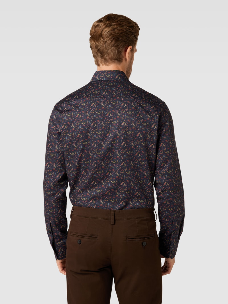 Modern Fit Business-Hemd mit Haifischkragen in marineblau