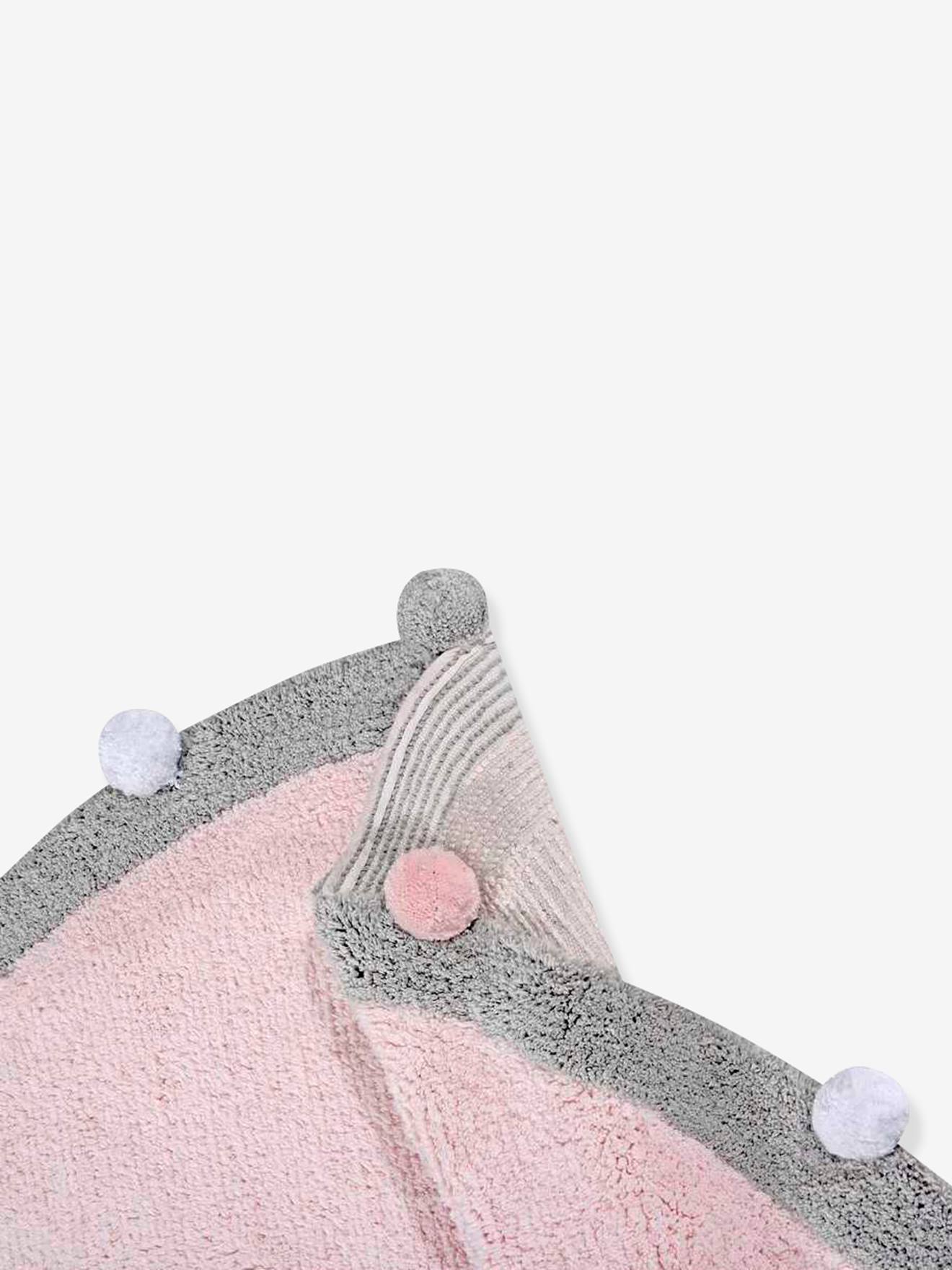 Tapis coton lavable rond avec pompons LORENA CANALS rose