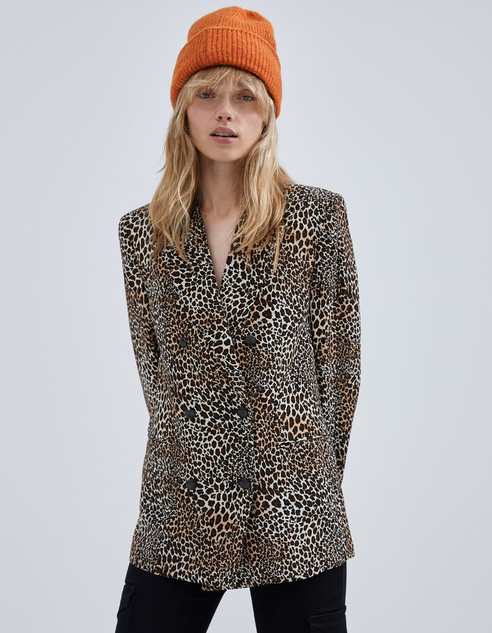 Veste de costume cognac imprimé baby leo Femme