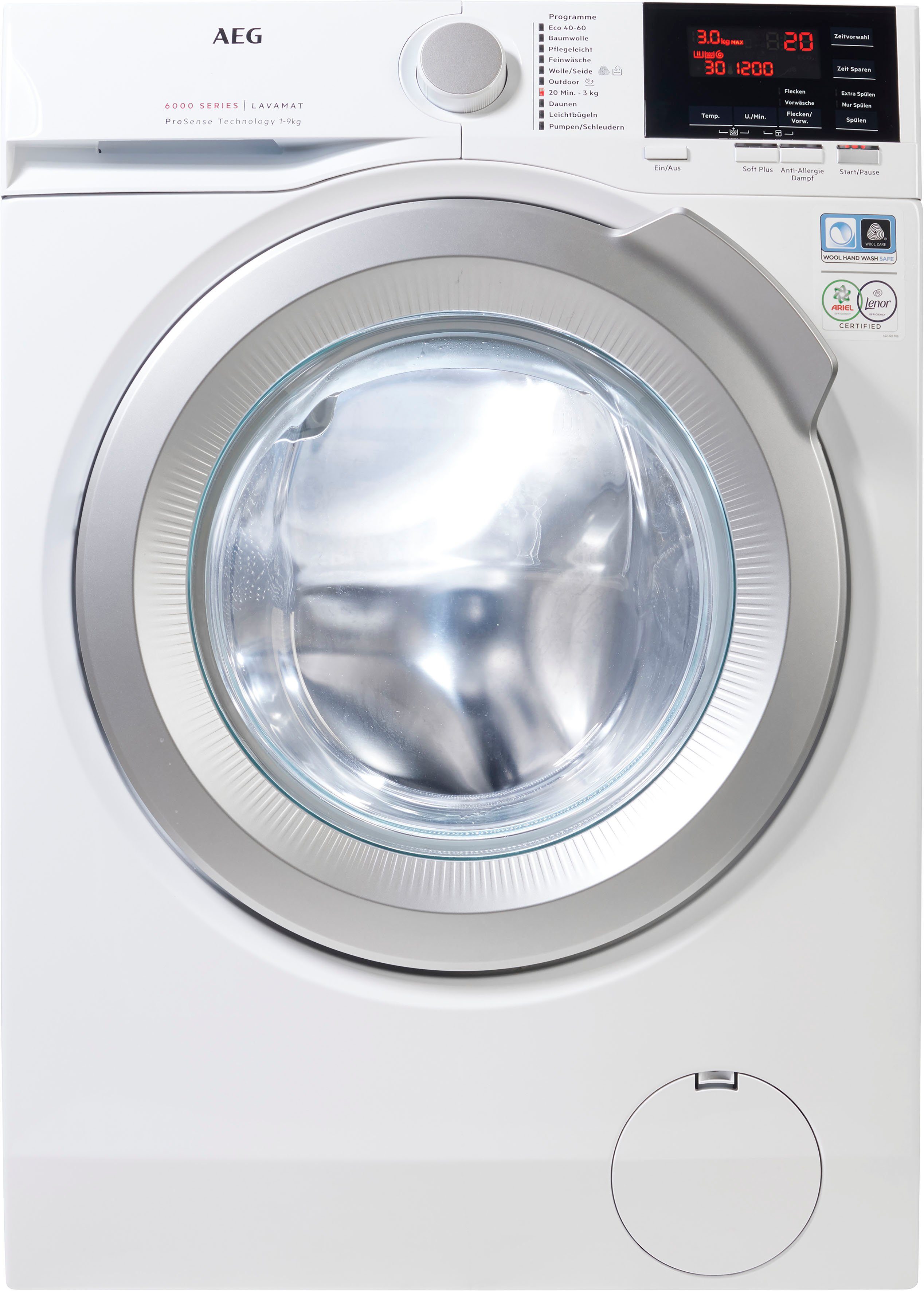 AEG Waschmaschine Serie 6000 L6FB49VFL, 9 kg, 1400 U/min, Hygiene-/ Anti-Allergie Programm mit Dampf