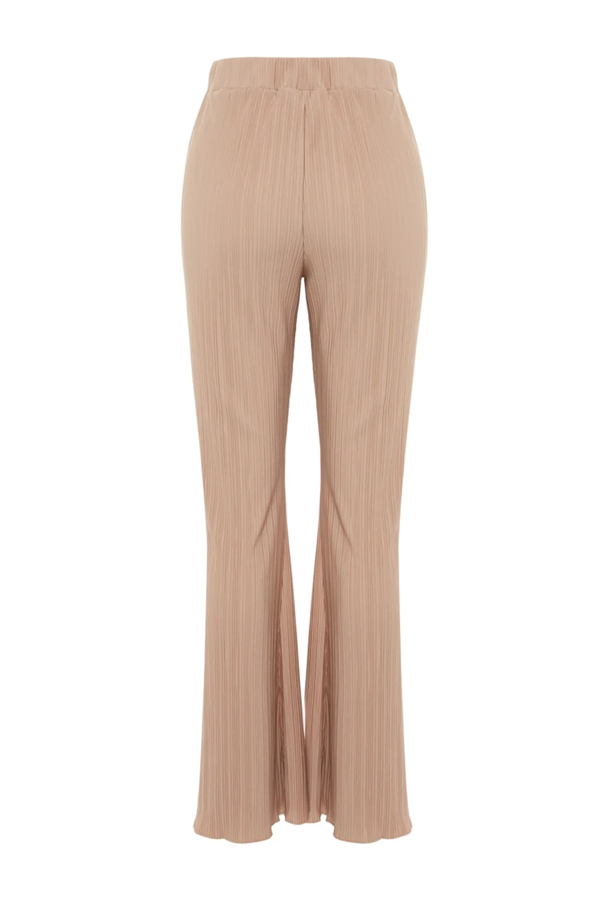 Trendyol Collection  Nerzfarbene, plissierte, ausgestellte/spanische Strickhose mit hoher Taille TWOSS23PL00115