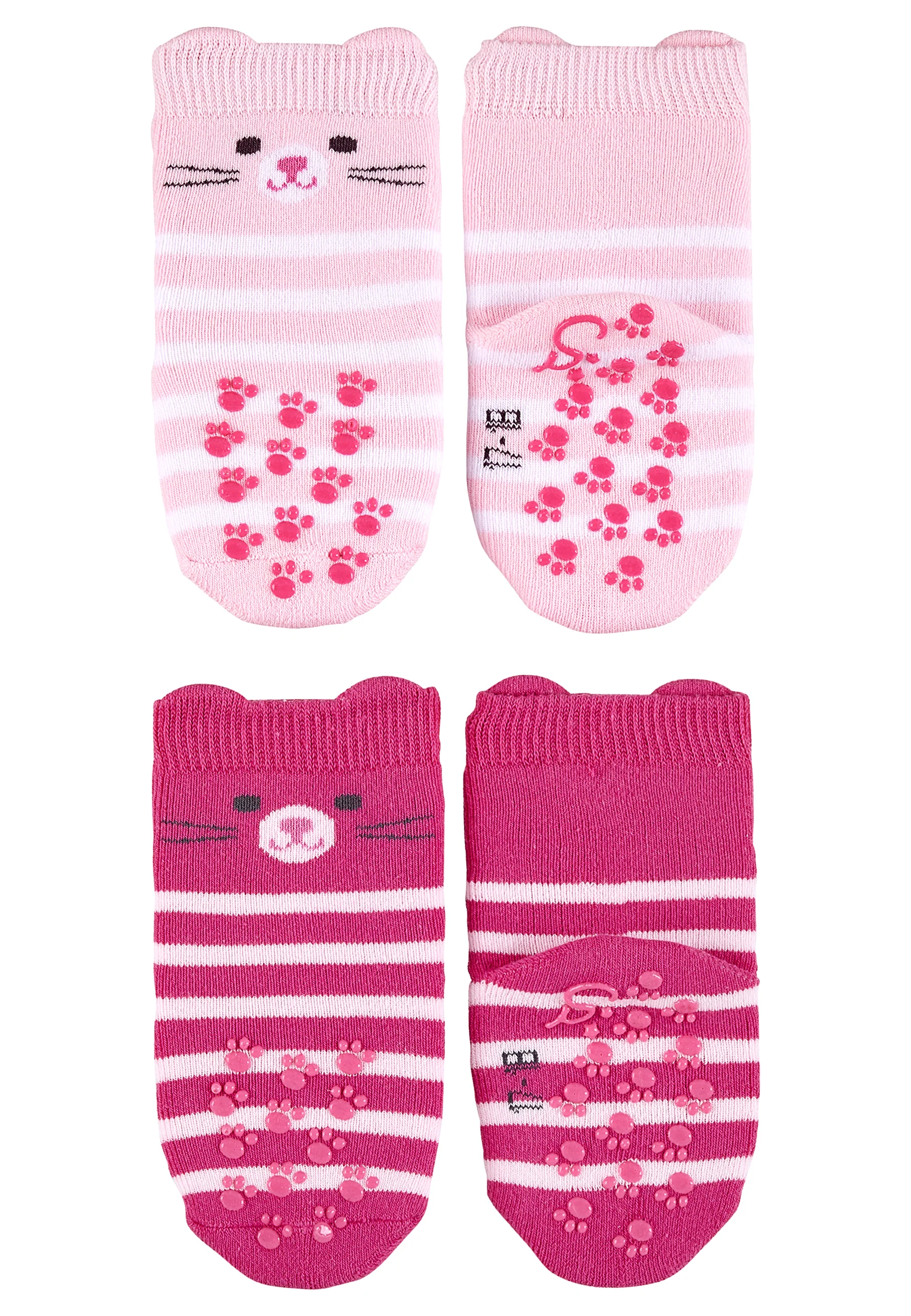 ABS-Krabbelsocken 2er-Pack Katze mit 3D-Ohren